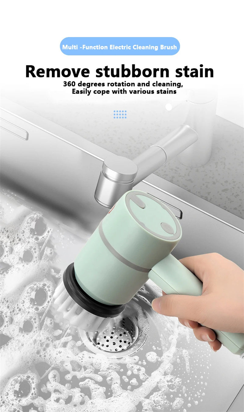 Electric Cleaning Brush Dishwashing Automatic Wireless USB Rechargeable