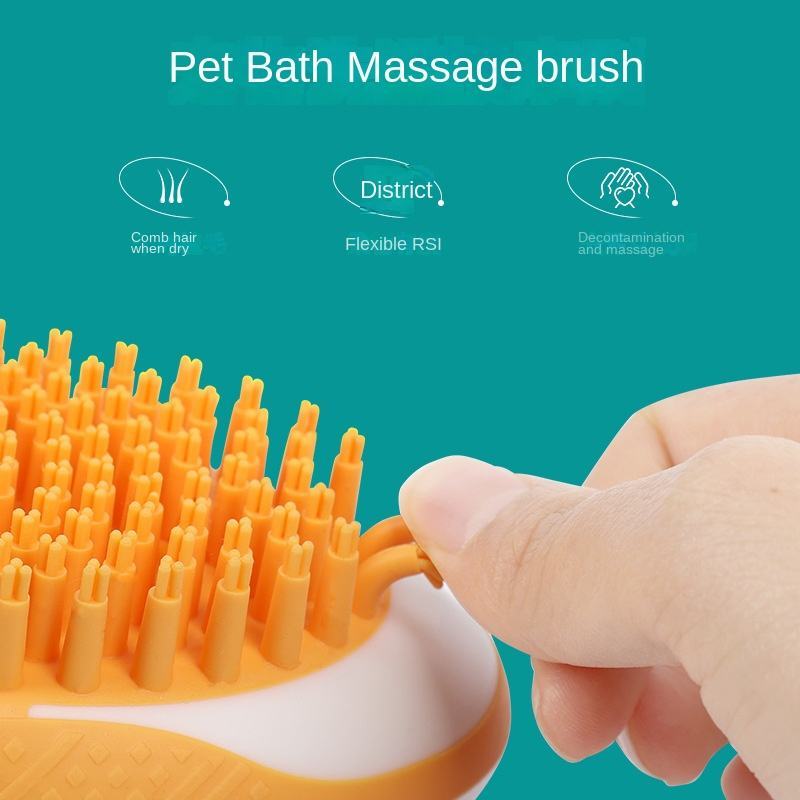 Dog Cat Bath Brush 2-in-1 Pet SPA Massage Comb Soft Silicone