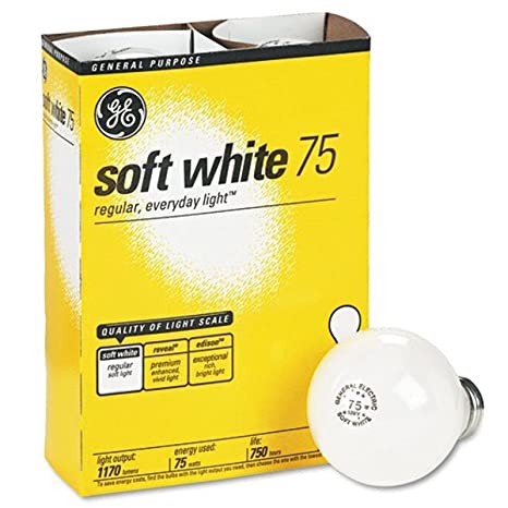 GE 41032 Incandescent Globe Soft White Bulbs, 75 Watts, (4 Pack)