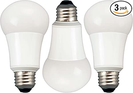 TCP 60 Watt Equivalent, LED A19 Standard Shaped Light Bulbs, Non-Dimmable, Soft White (3 Pack)