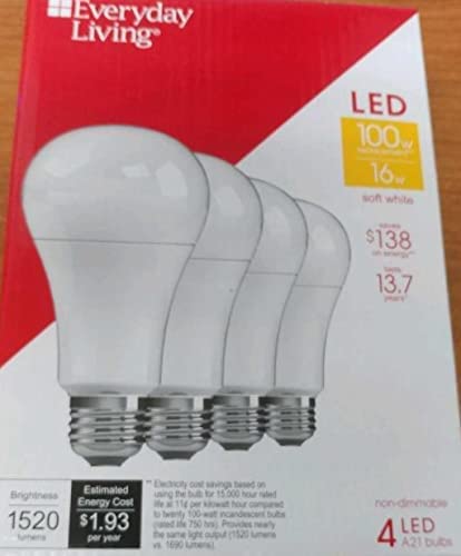 Everyday Living LED A21 100 watt Equivalent Daylight LED Light Bulbs (4 Pack)